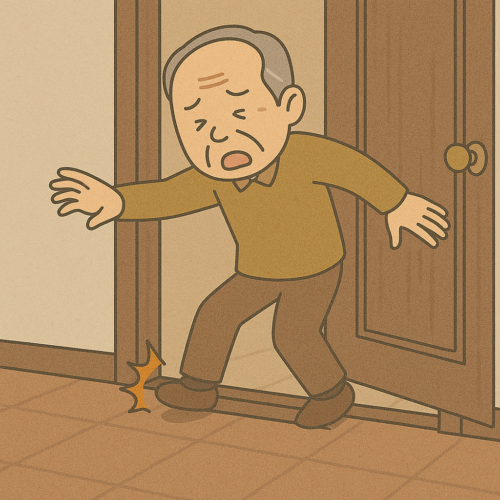 段差につまずく