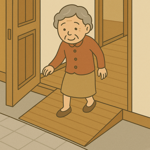 玄関の段差部分にスロープ